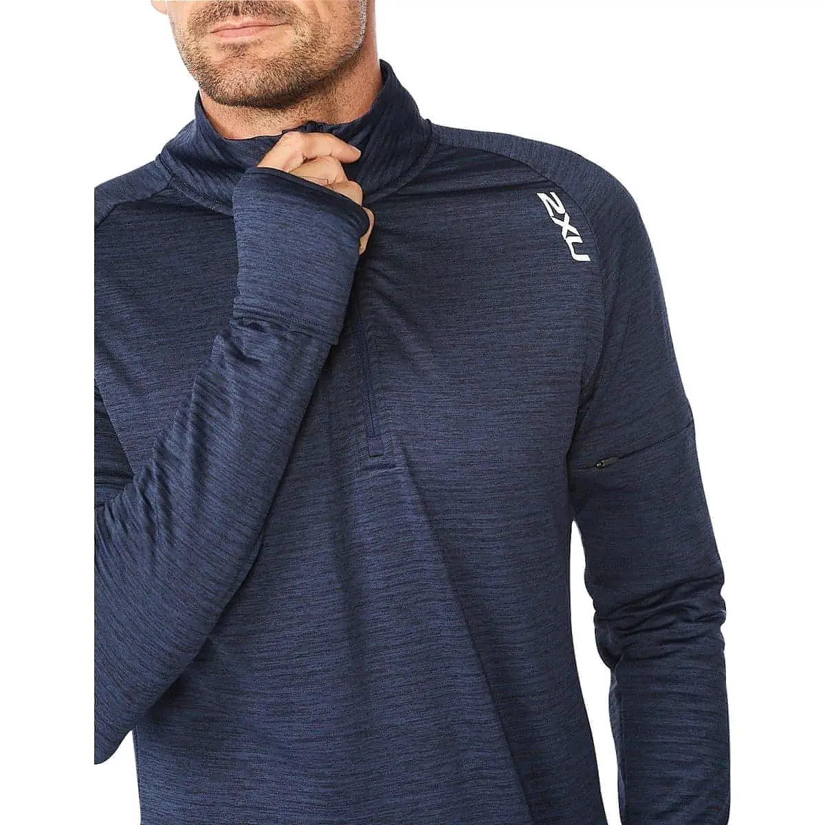 2XU Ignition Half Zip Long Sleeve Mens Running Top - Navy