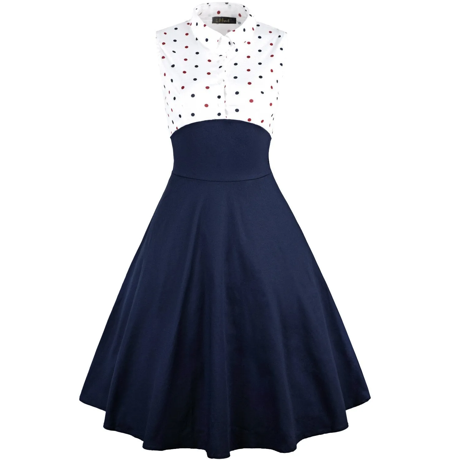 50s 60s Two Pieces Set Women 2021 Autumn 3/4 Sleeve Polka Dot Print Vintage Rockabilly Pin Up Ladies Party dresses With Belt 3XL