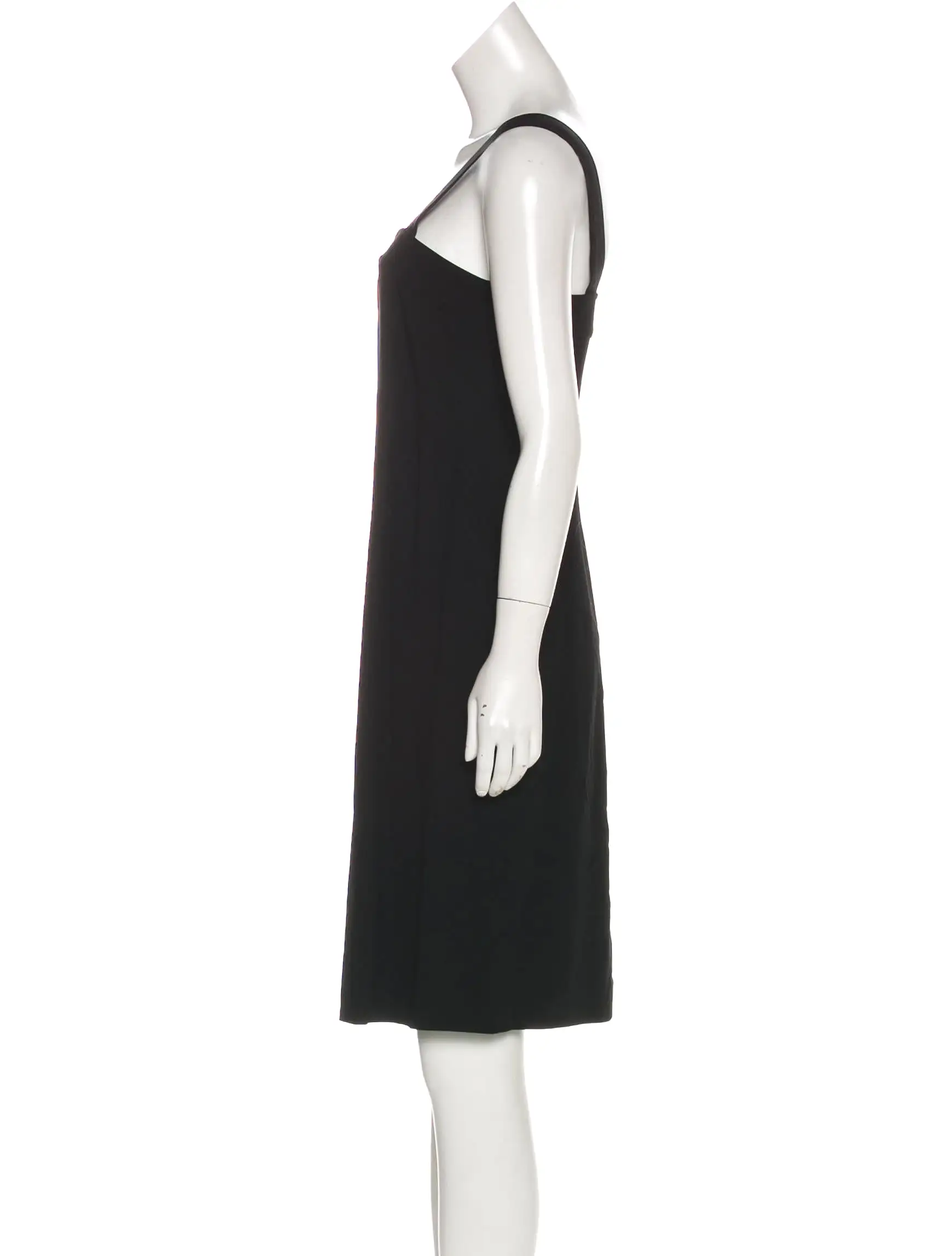 96P, 1996 Spring Vintage Chanel Black wool cocktail Dress FR 44