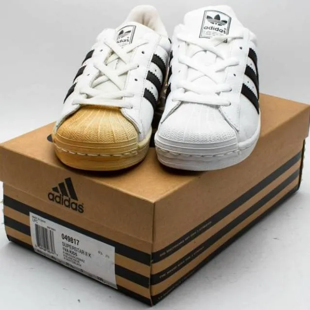 Adidas kid's vintage 1999 superstar 2 tumble leather 049817 white/black sz. 5