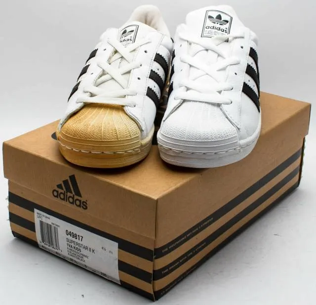 Adidas kid's vintage 1999 superstar 2 tumble leather 049817 white/black sz. 5