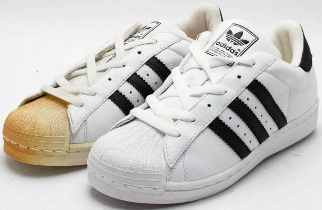 Adidas kid's vintage 1999 superstar 2 tumble leather 049817 white/black sz. 5