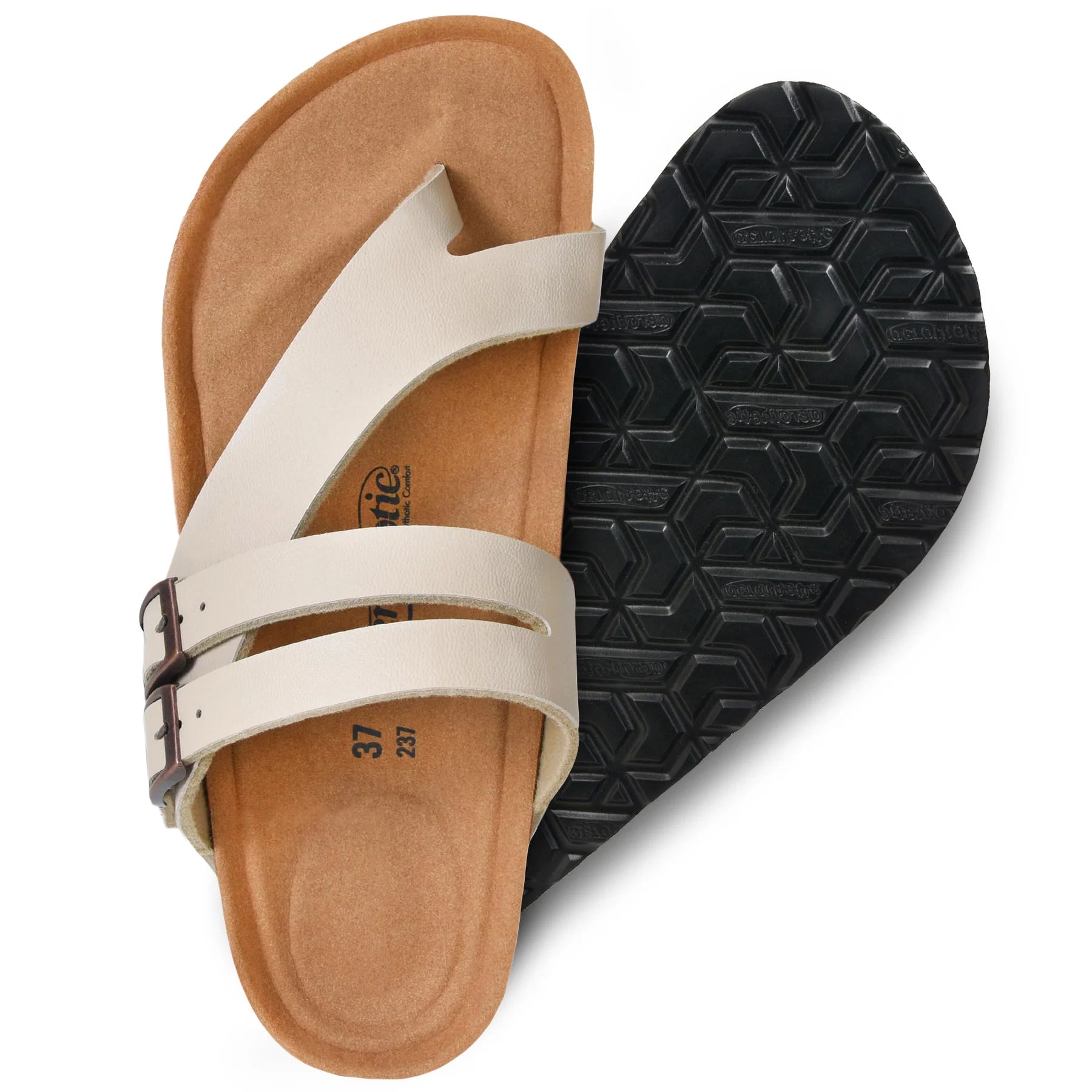 Aerothotic Kaizen Split Toe Comfort Slides in Cream