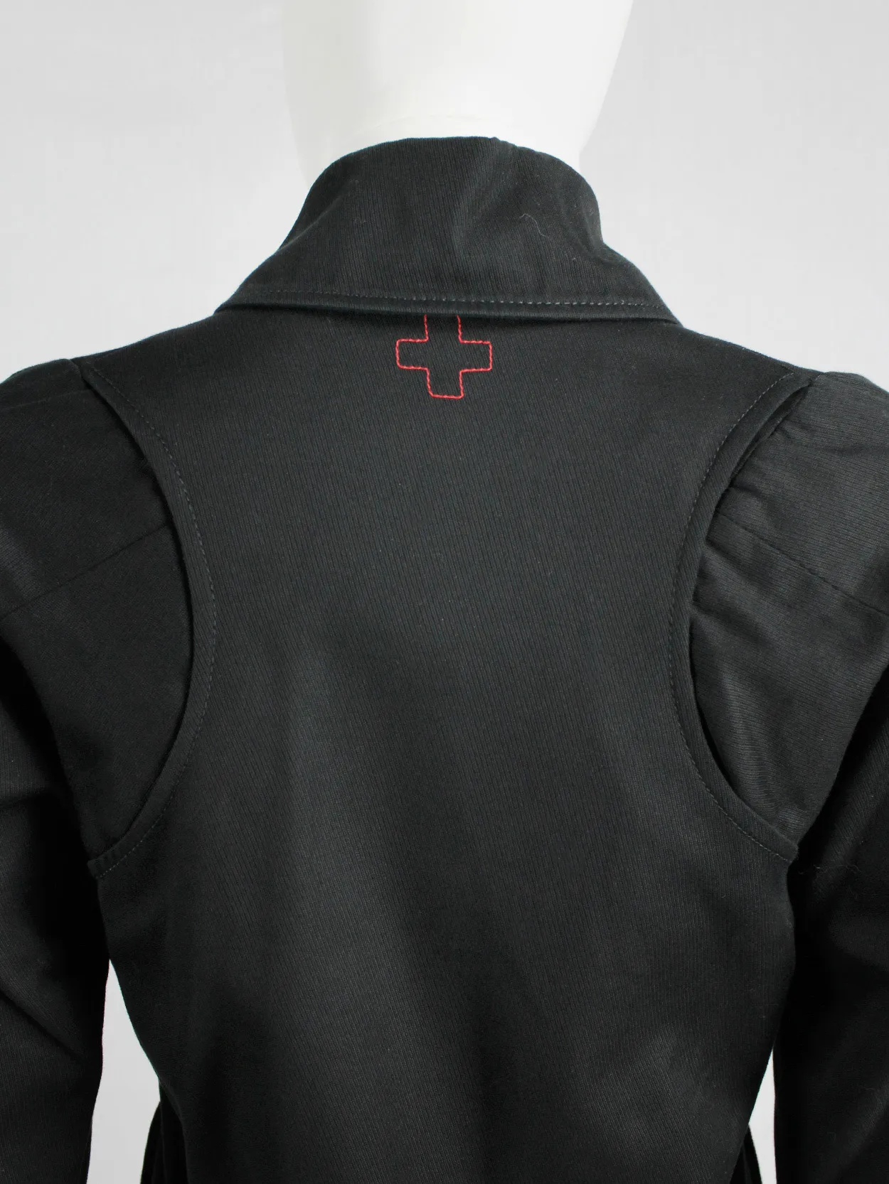 A.F. Vandevorst black jacket with removable velcro cross — spring 1999