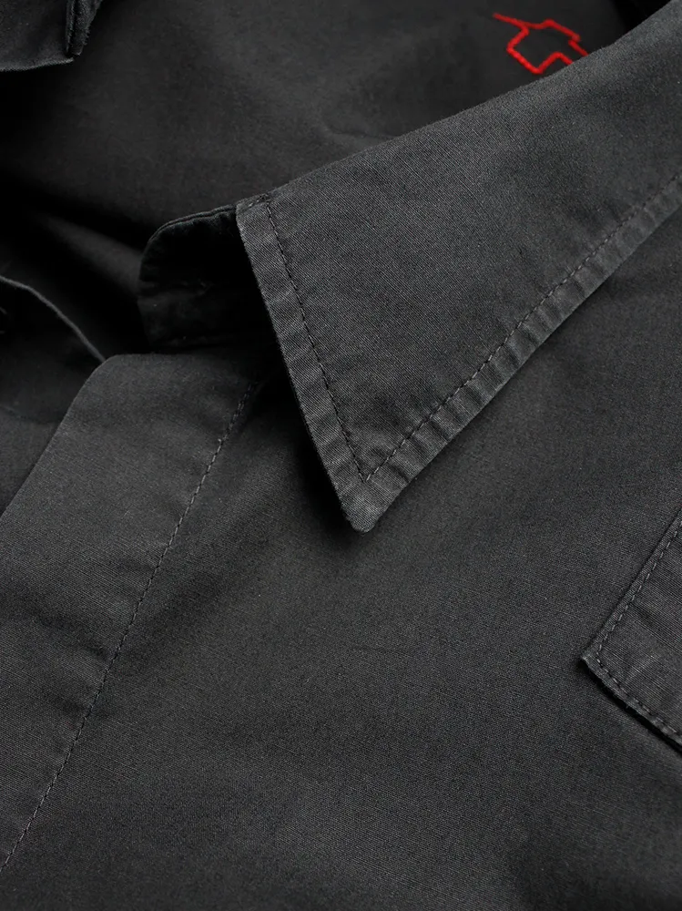 A.F. Vandevorst black military shirt with upwards folded sleeves — spring 1999