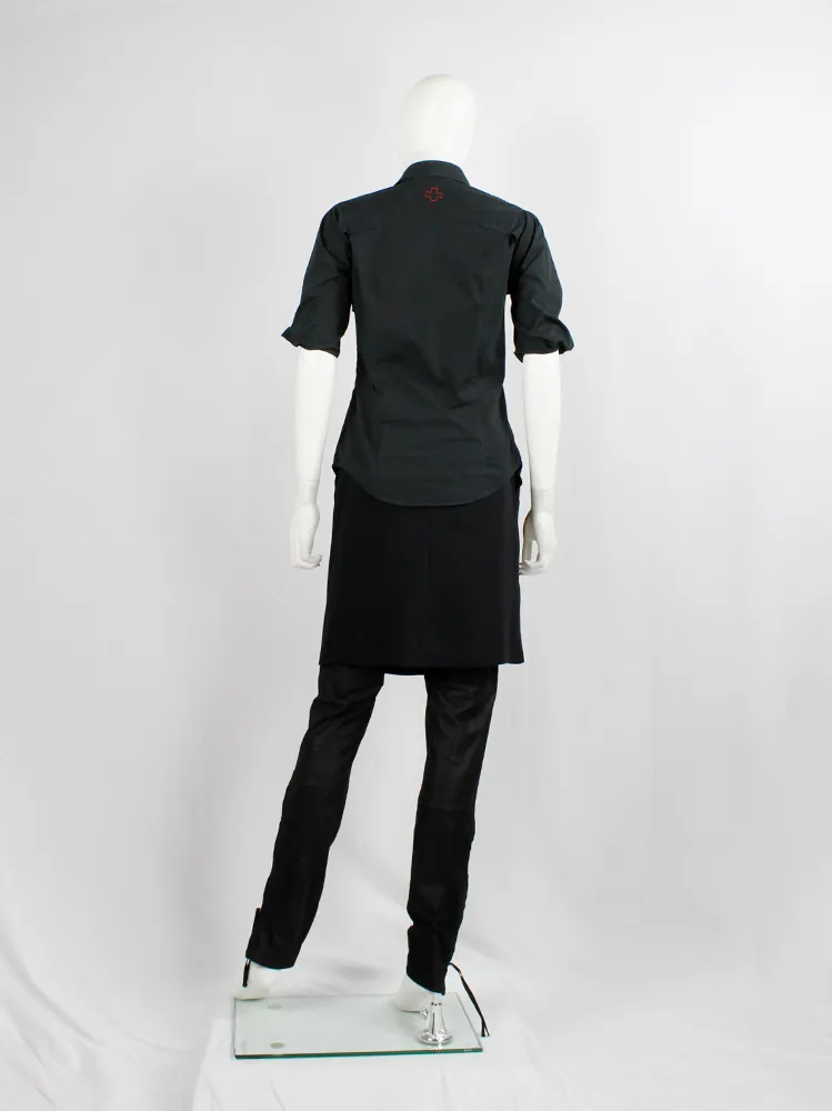 A.F. Vandevorst black military shirt with upwards folded sleeves — spring 1999