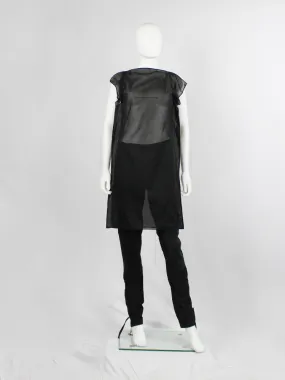 A.F. Vandevorst black sheer square tunic with corset hook closures — spring 1999