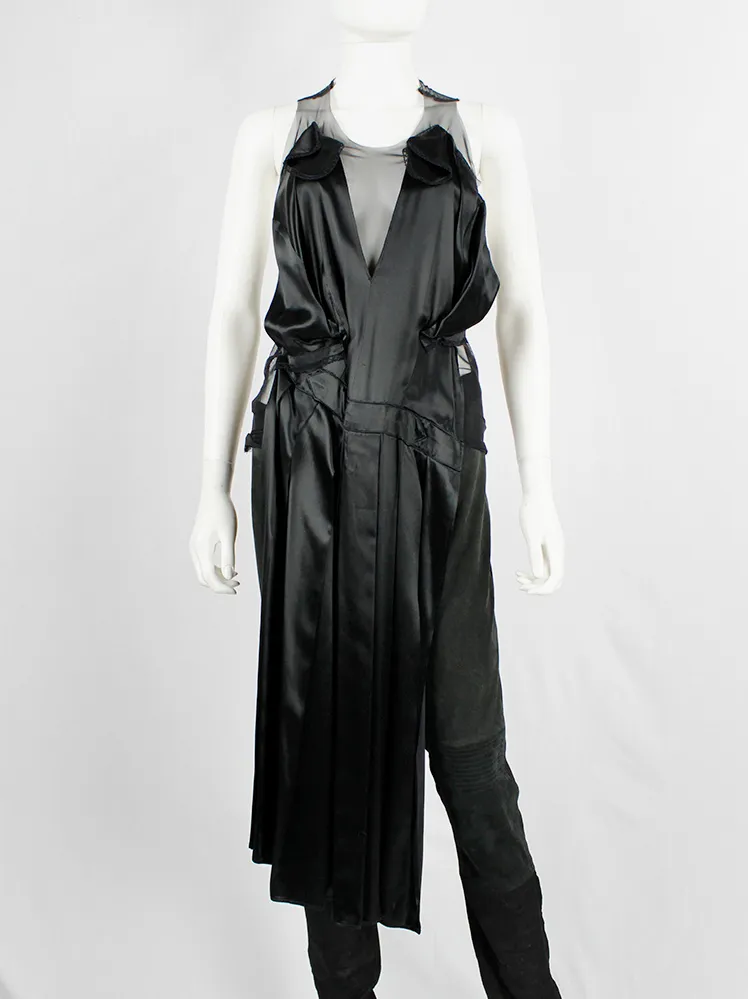 A.F. Vandevorst black sheer top with black dress draped on the front — fall 1999