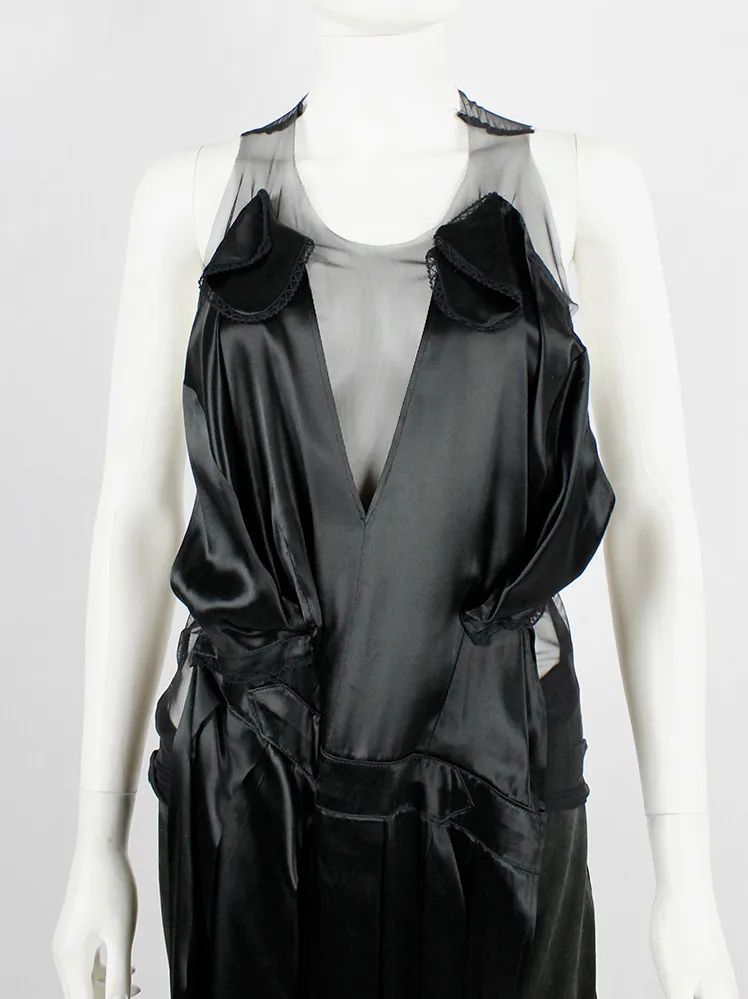 A.F. Vandevorst black sheer top with black dress draped on the front — fall 1999