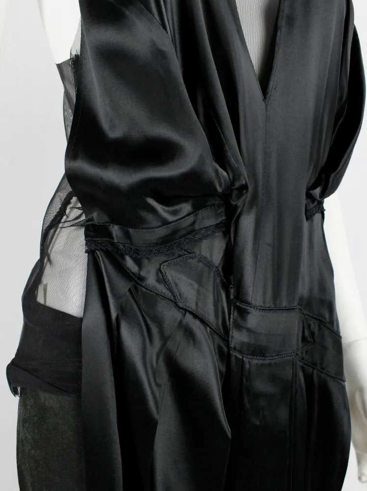 A.F. Vandevorst black sheer top with black dress draped on the front — fall 1999