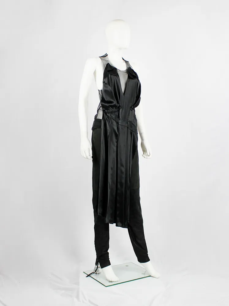 A.F. Vandevorst black sheer top with black dress draped on the front — fall 1999