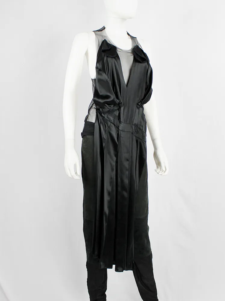 A.F. Vandevorst black sheer top with black dress draped on the front — fall 1999