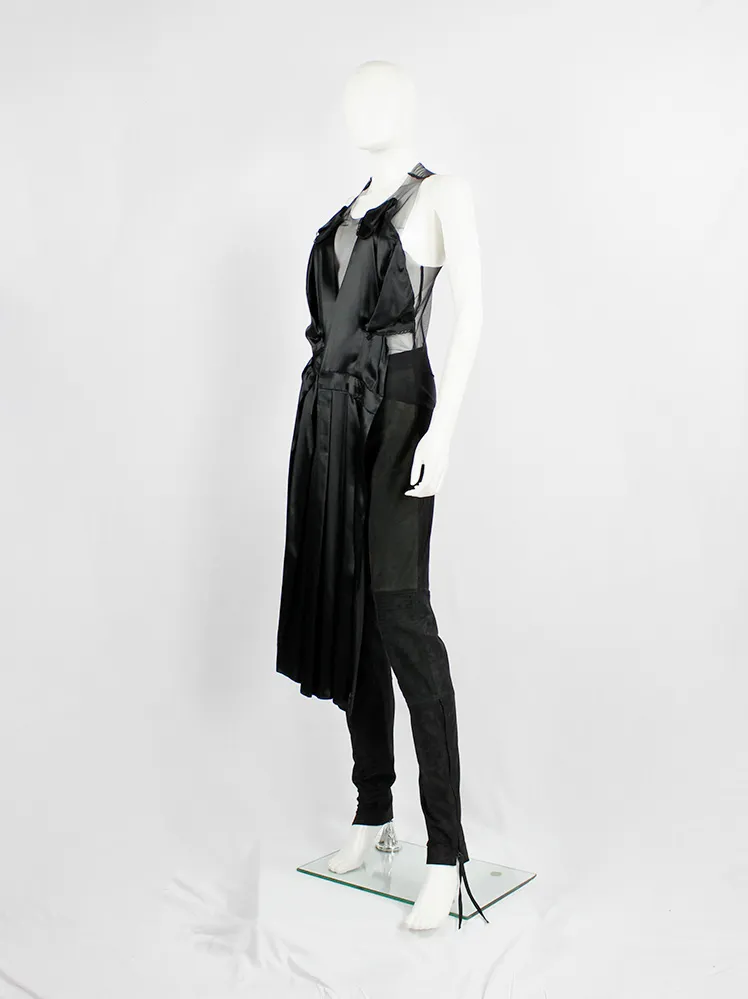 A.F. Vandevorst black sheer top with black dress draped on the front — fall 1999