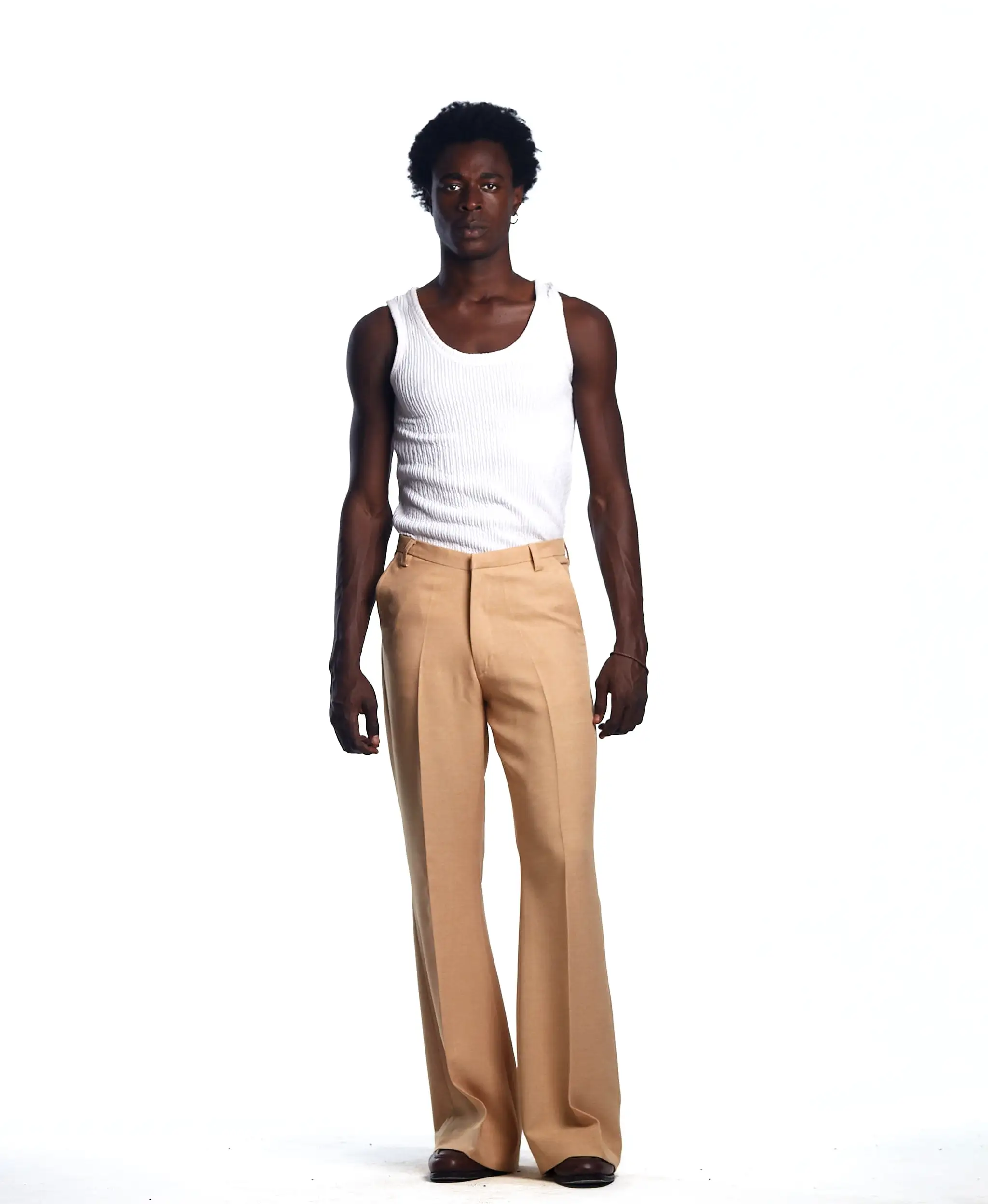 AJABENG Ampadu Wool-Linen Blend Bell Bottom Pants