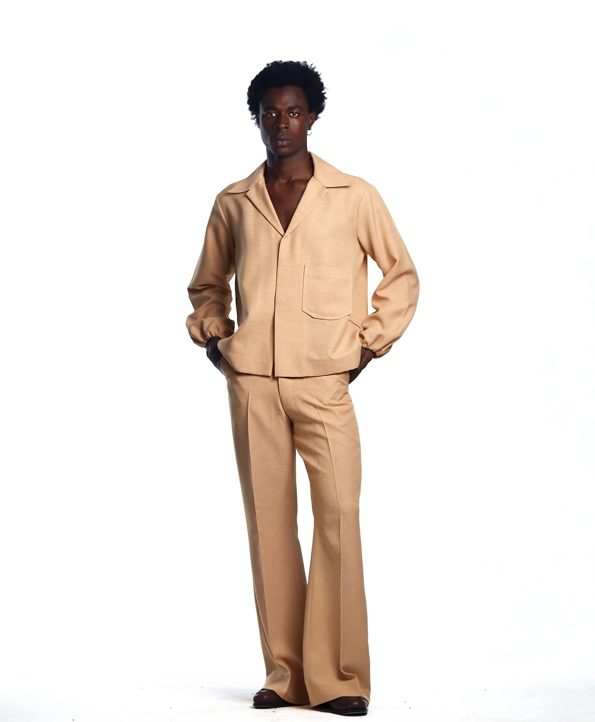 AJABENG Ampadu Wool-Linen Blend Bell Bottom Pants