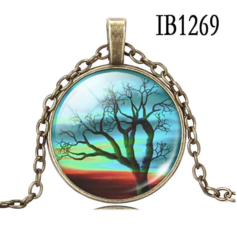 Art Tree glass cabochon Necklace Bronze chain vintage choker statement Necklace women Jewelry Life Tree Pendant Necklace SM6