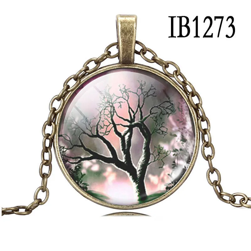 Art Tree glass cabochon Necklace Bronze chain vintage choker statement Necklace women Jewelry Life Tree Pendant Necklace SM6