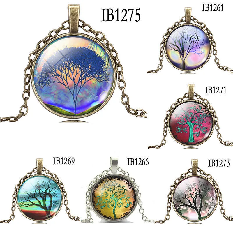 Art Tree glass cabochon Necklace Bronze chain vintage choker statement Necklace women Jewelry Life Tree Pendant Necklace SM6