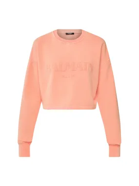 Balmain Women's Cropped Vintage Logo Sweatshirt - Size XS Pink