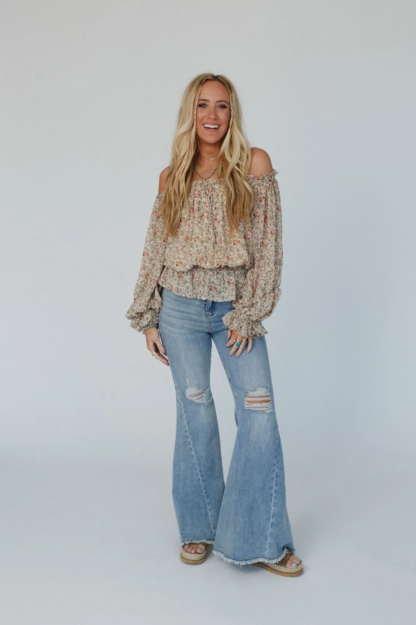 Blooms In Breeze Top - Cream