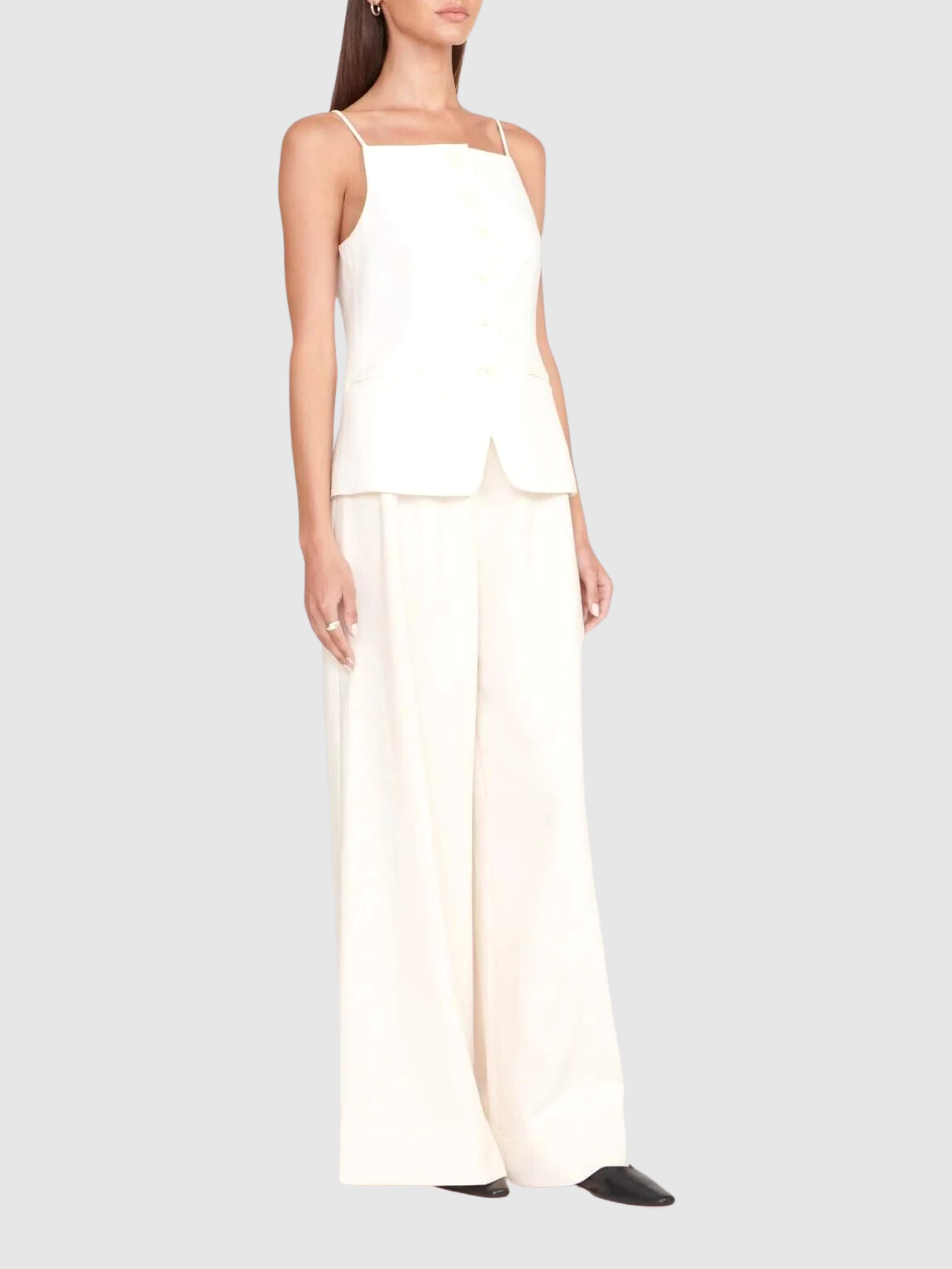 Caleb Ivory Wide-Leg Pant