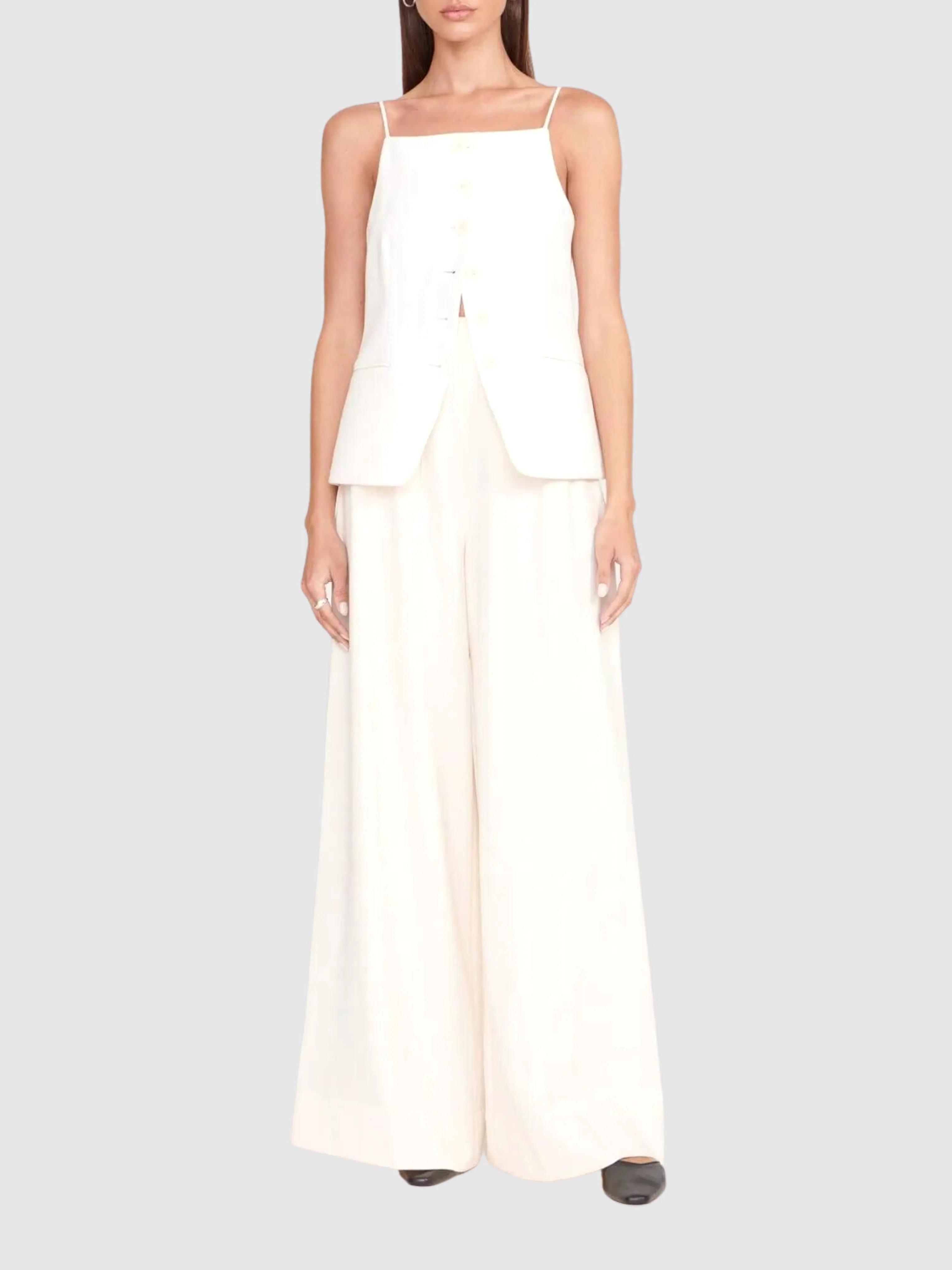 Caleb Ivory Wide-Leg Pant