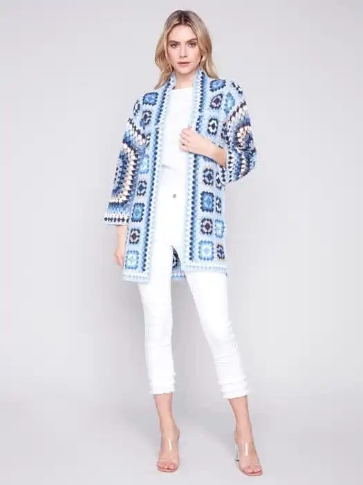 Charlie B Crochet Long Cardigan - C2635 833B