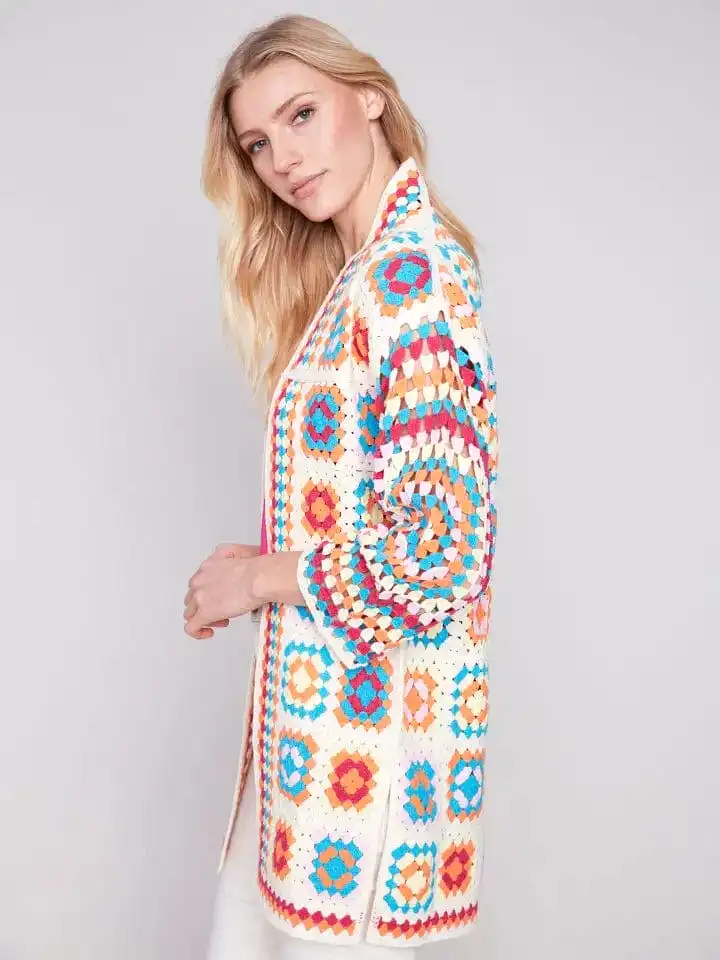 Charlie B Crochet Long Cardigan - C2635 833B