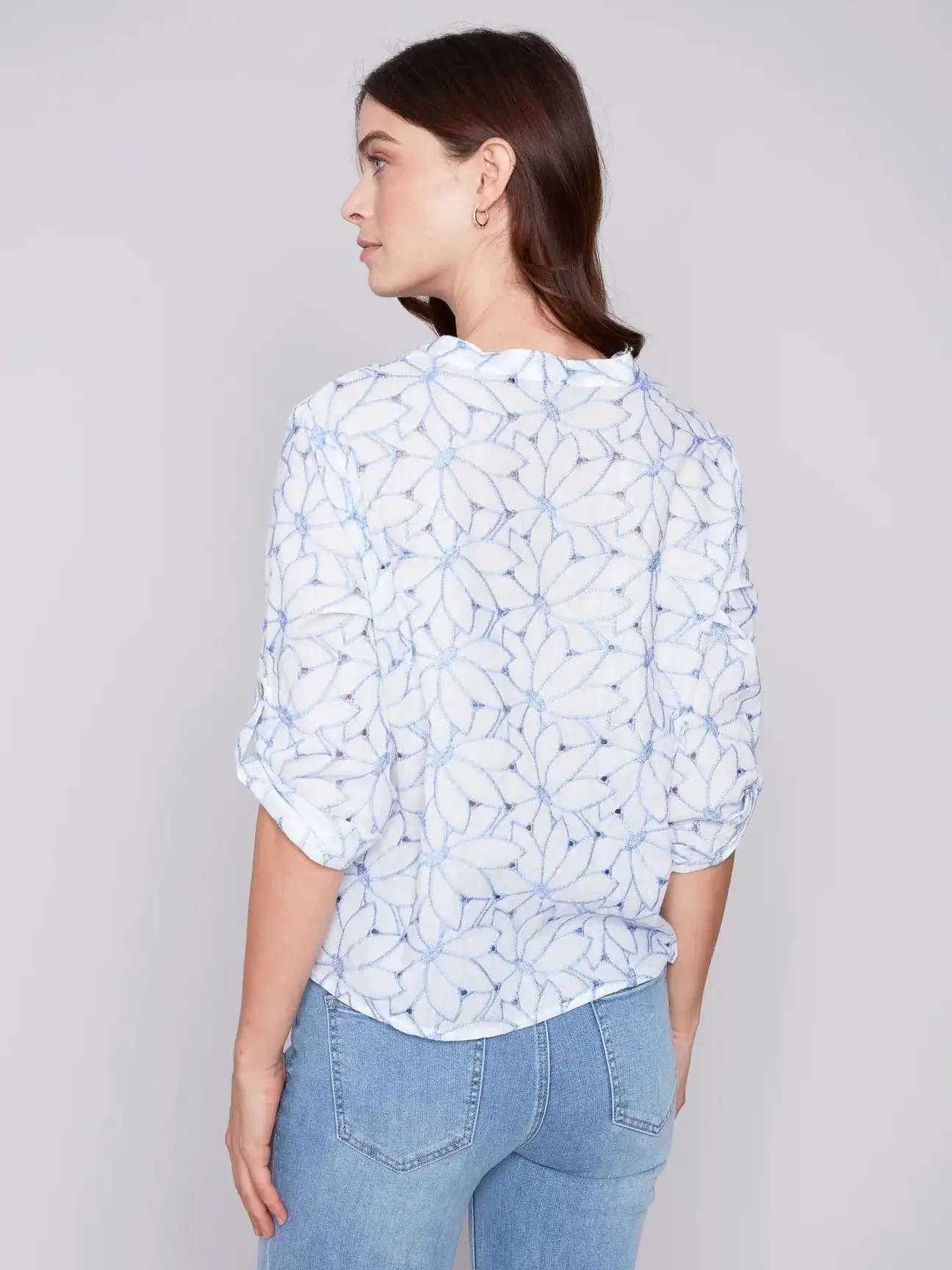 Charlie B Sky Embroidered Cotton Poplin Blouse - C4467 814B