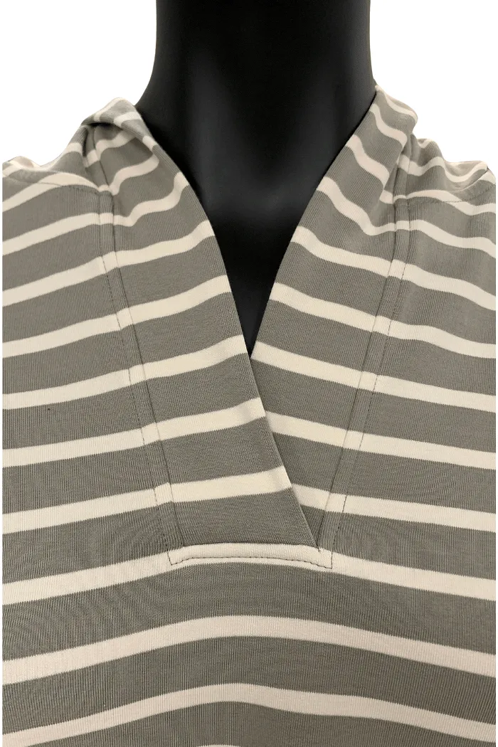 Charlie B V Neck Stripe Shirt - C1351 766B