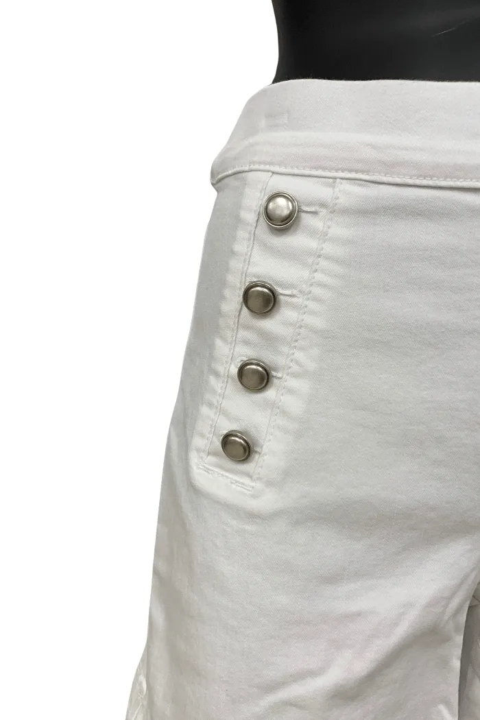 Charlie B White Shorts With Buttons Placket On Front - C8054 615A