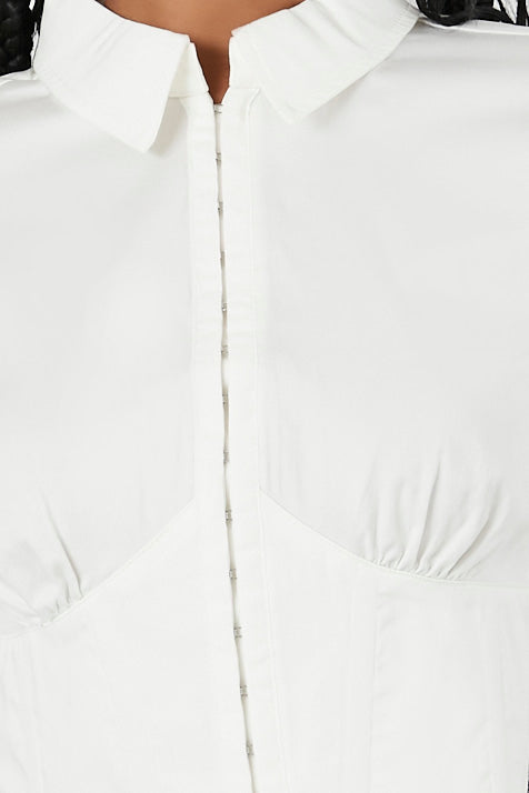 Cropped Hook-and-Eye Poplin Shirt