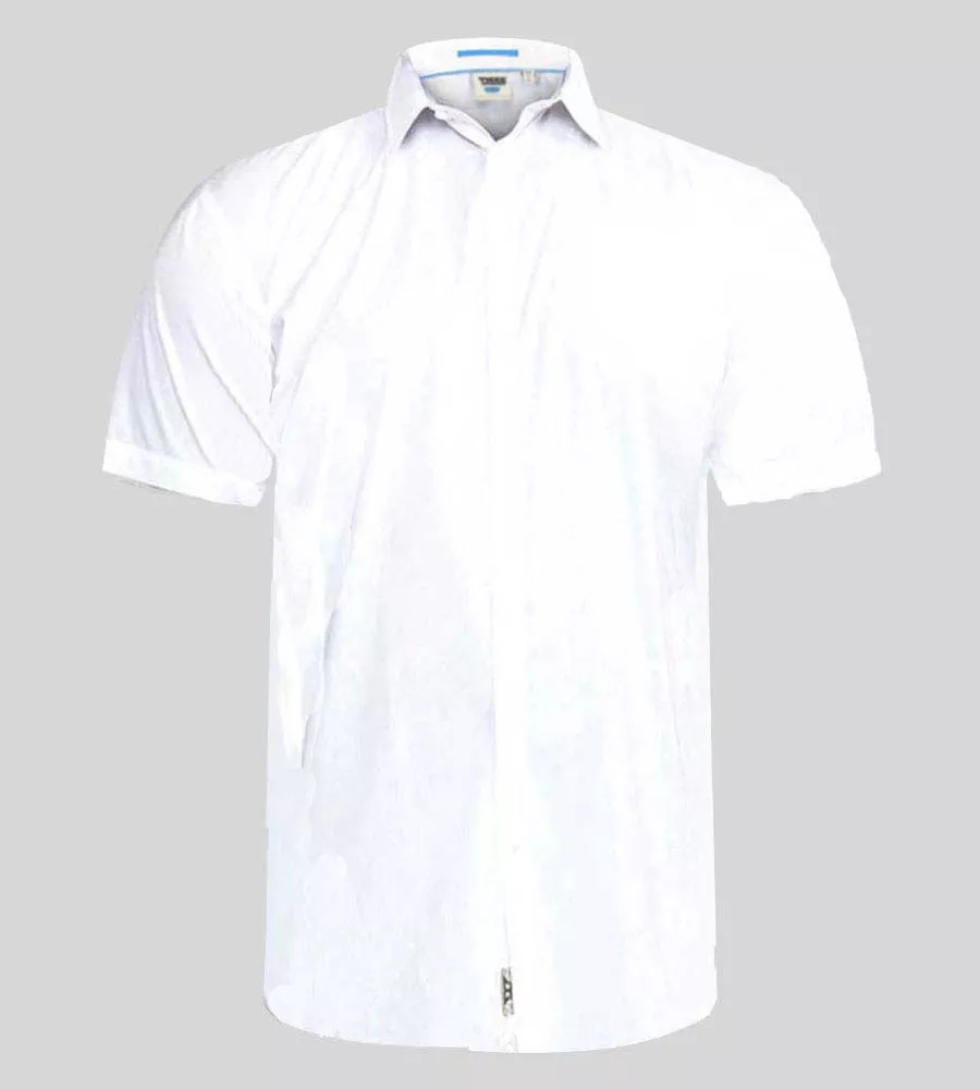 D555 Big Mens White Short Sleeve Easy Iron Classic Regular Shirt (DELMAR )