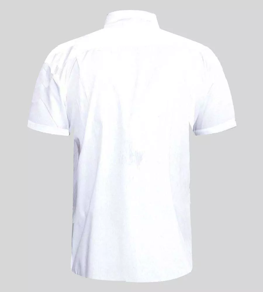 D555 Big Mens White Short Sleeve Easy Iron Classic Regular Shirt (DELMAR )