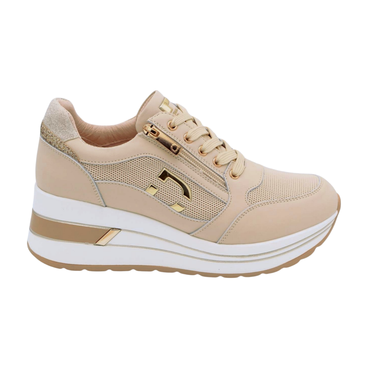 DONNA SERENA Cream Platform Trainer