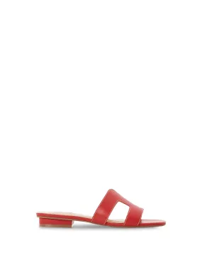 Dune London Women's Loupe Leather Sliders - Size 3 Red