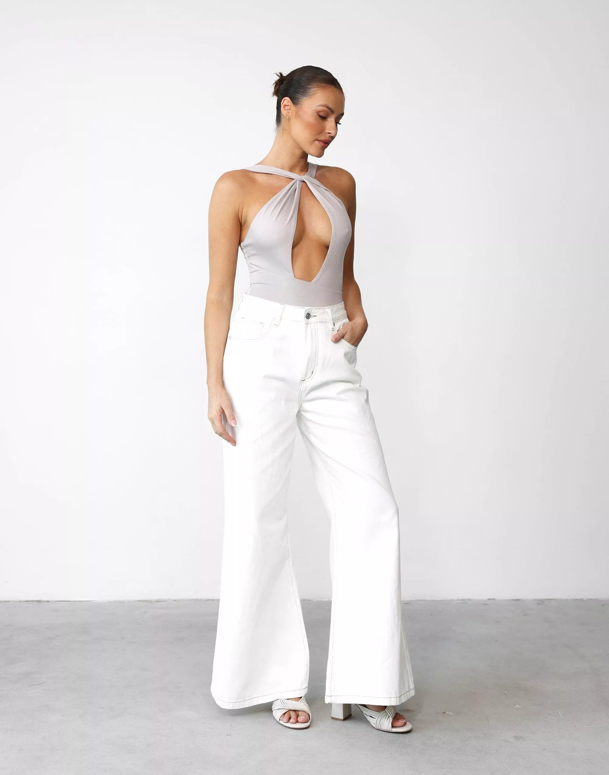 Ethan Wide Leg Jeans (Off White)