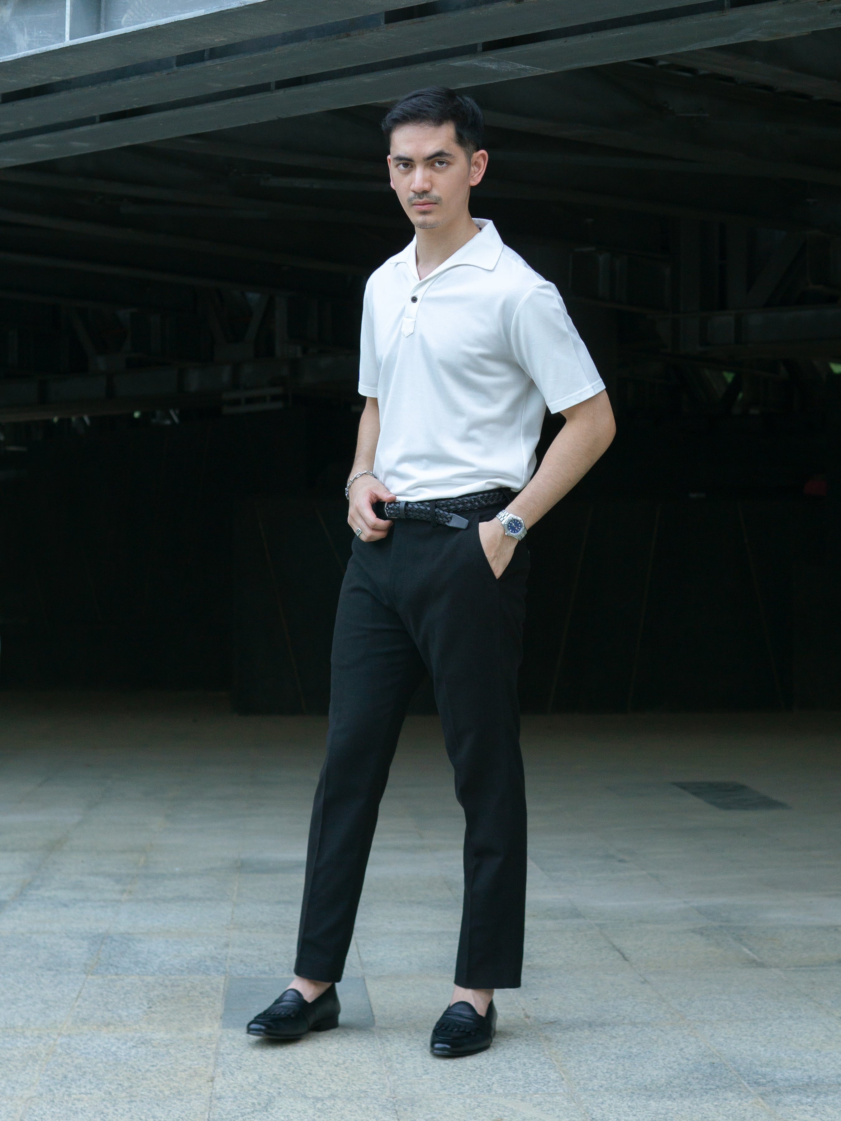 Ezio Polo Shirt - White One-Piece Collar