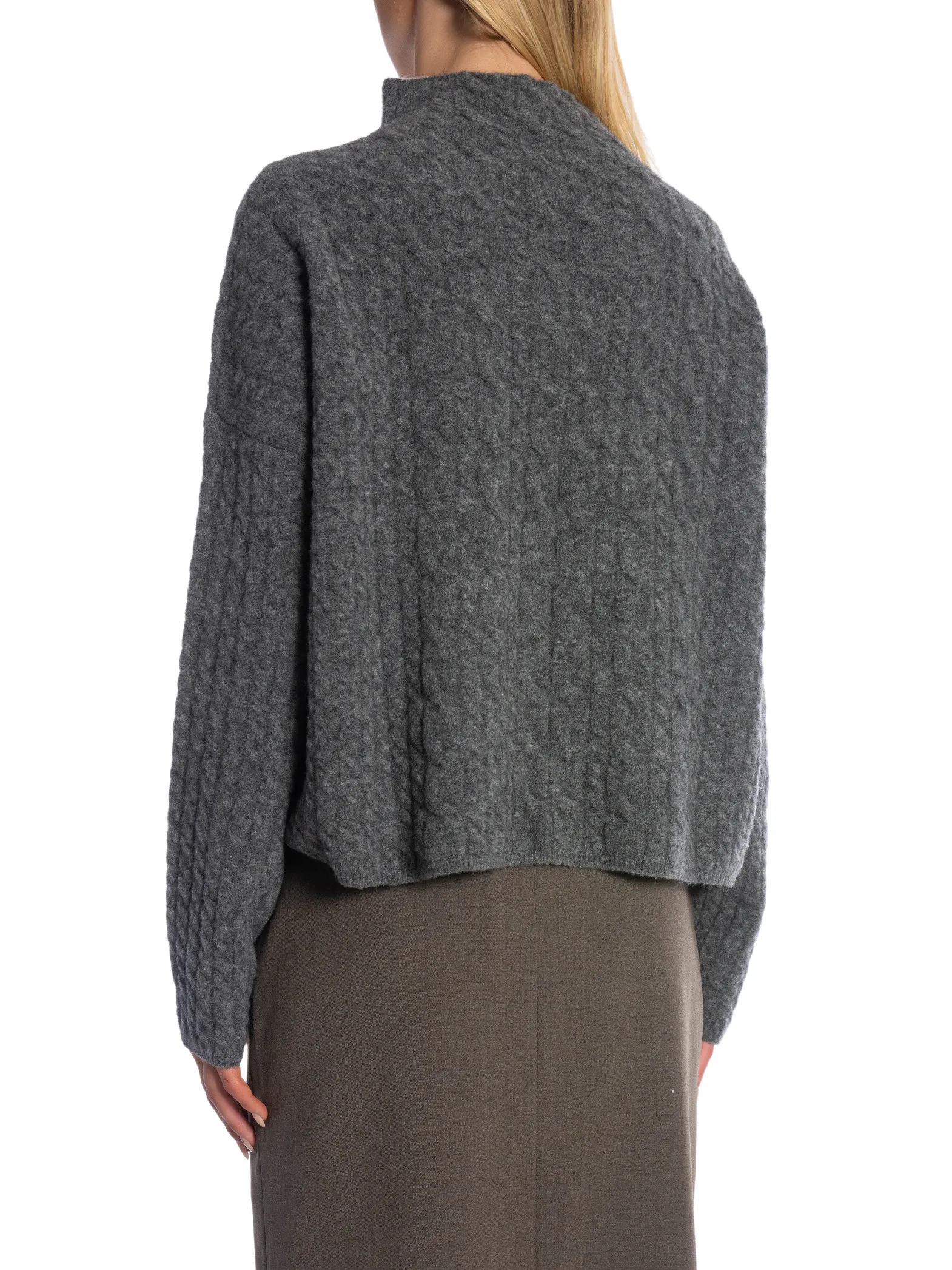 FILIPPA K SWEATER MIKA BRAID MID GREY MELANGE