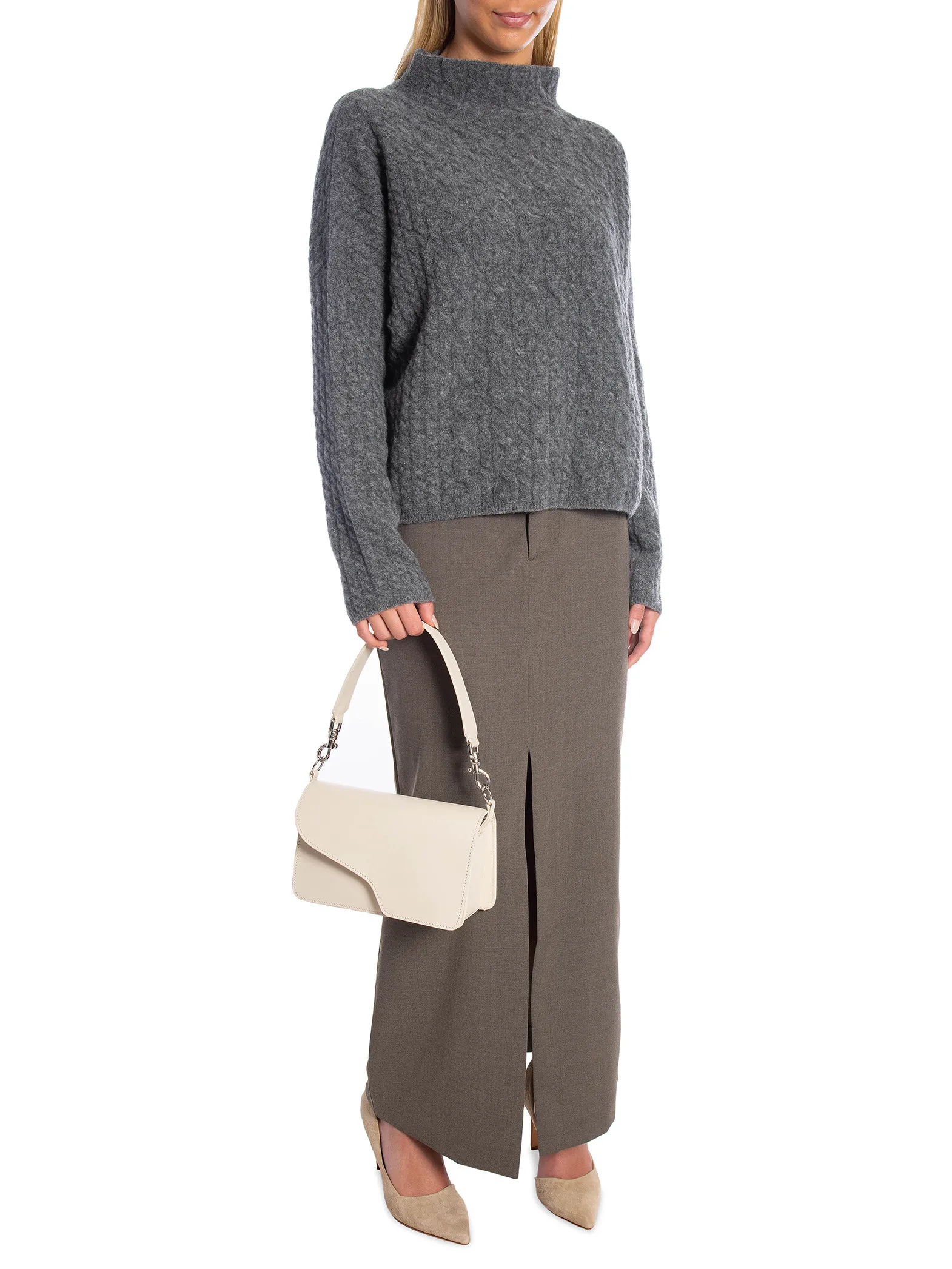 FILIPPA K SWEATER MIKA BRAID MID GREY MELANGE