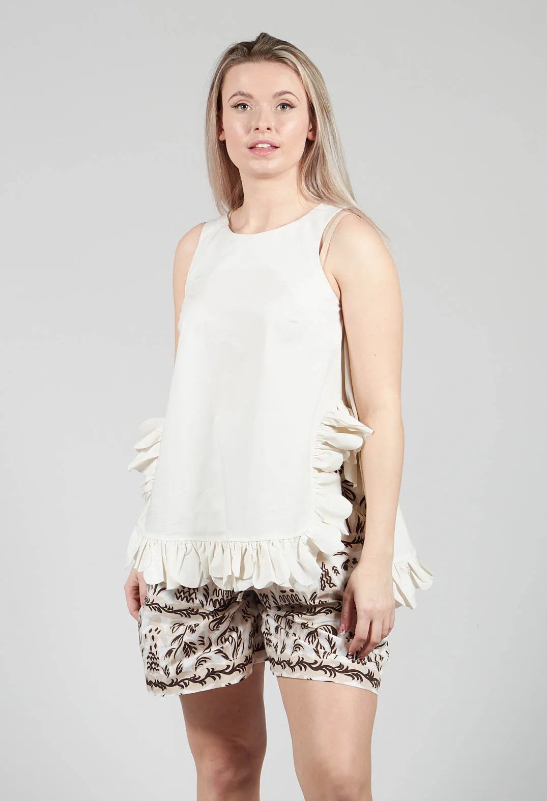 Frill Hemmed Blouse in Cream