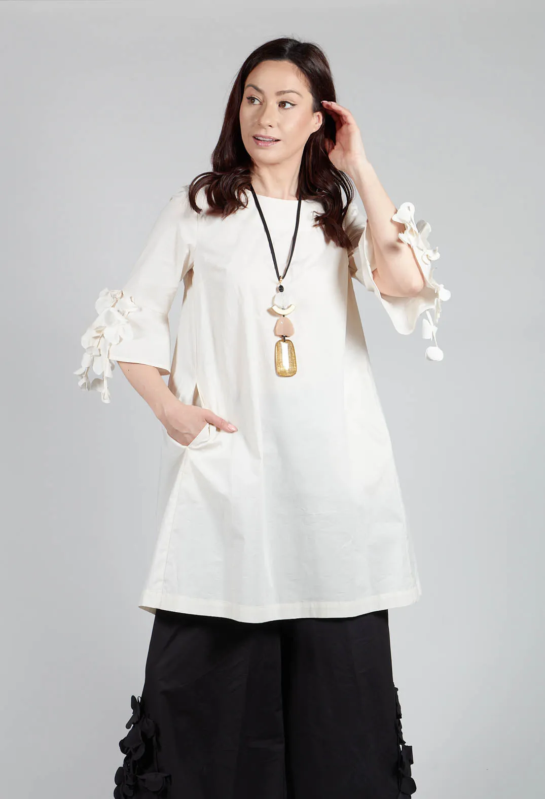 Frill Sleeve Dress in Cream