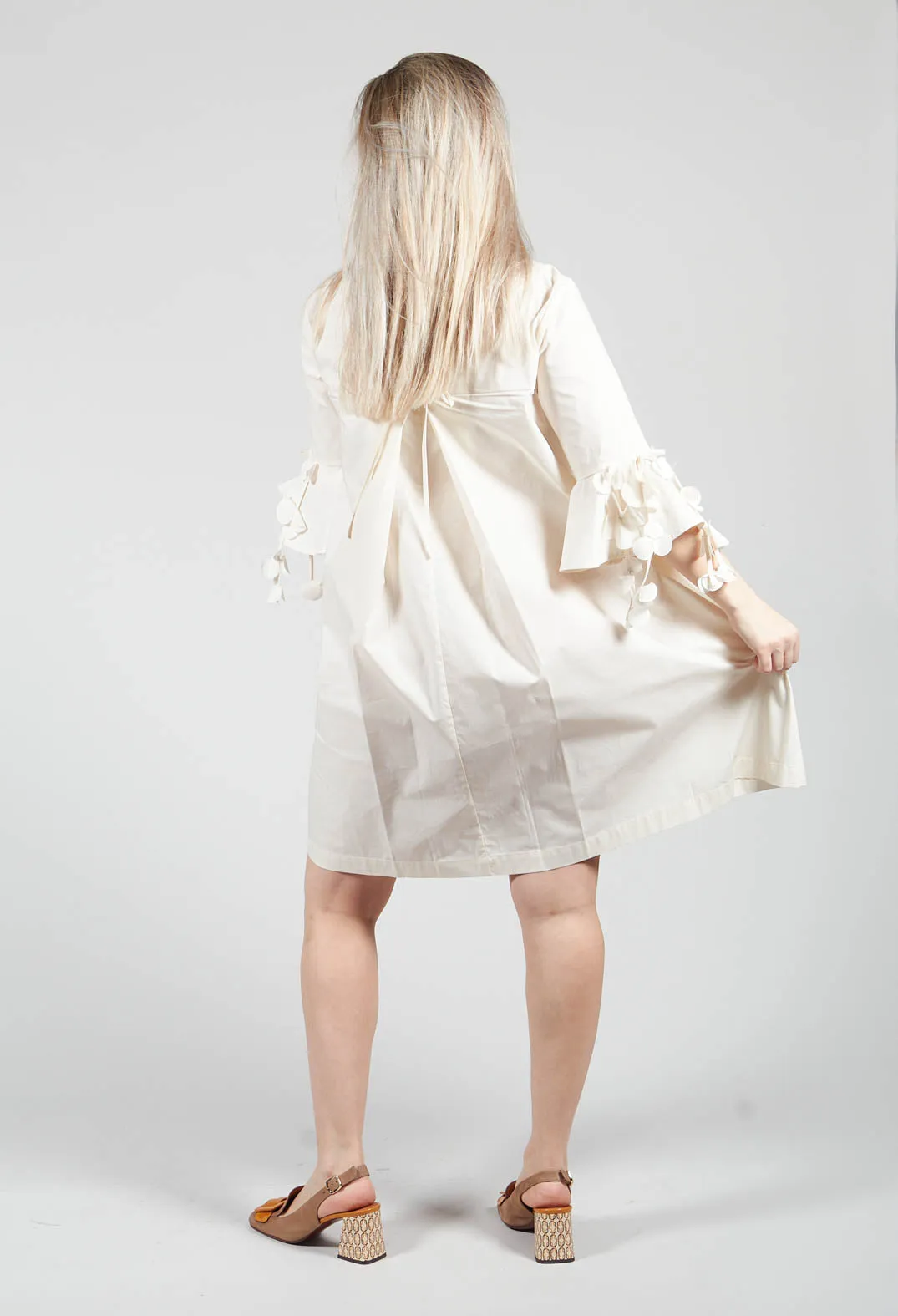 Frill Sleeve Dress in Cream