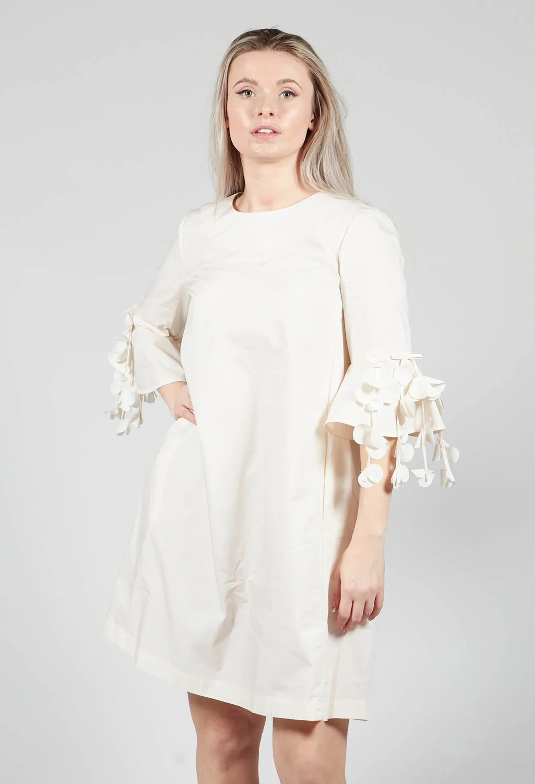 Frill Sleeve Dress in Cream