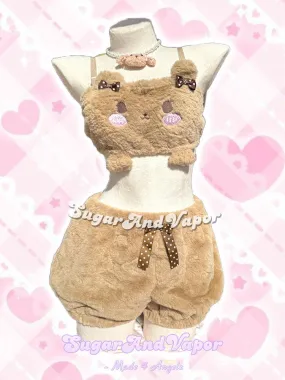 Furry Kawaii Bear Plush Pajama Set