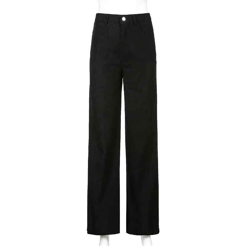 High-Waist Corduroy Wide Leg Pants dd10