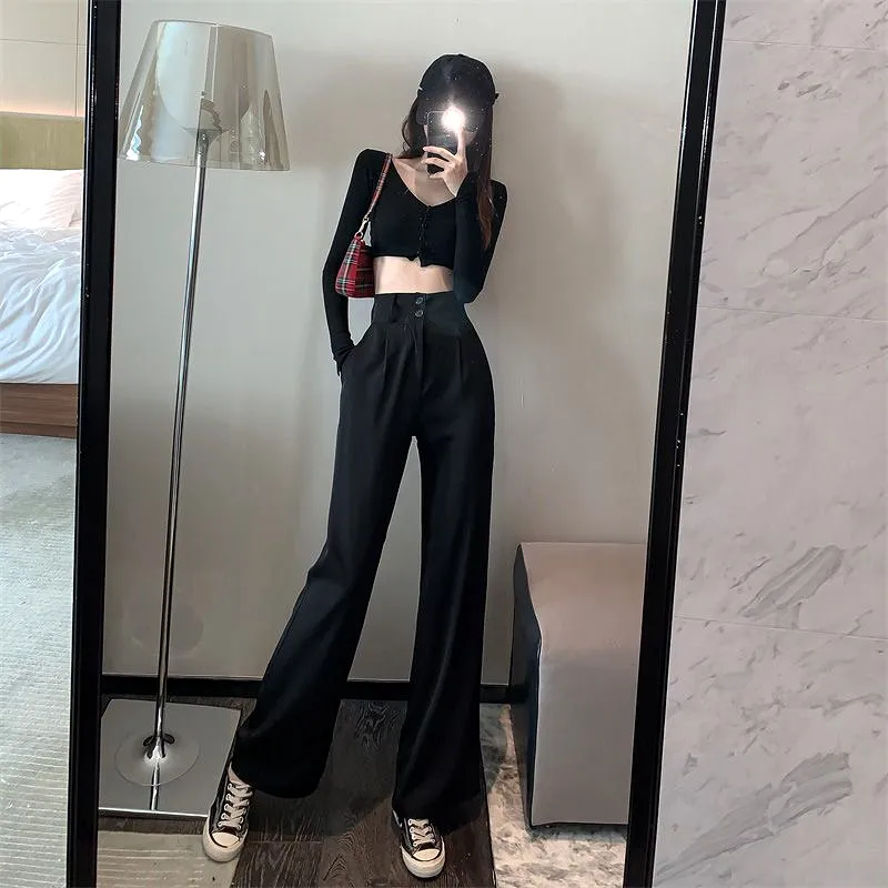 High-Waist Wide-Leg Dress Pants dd18