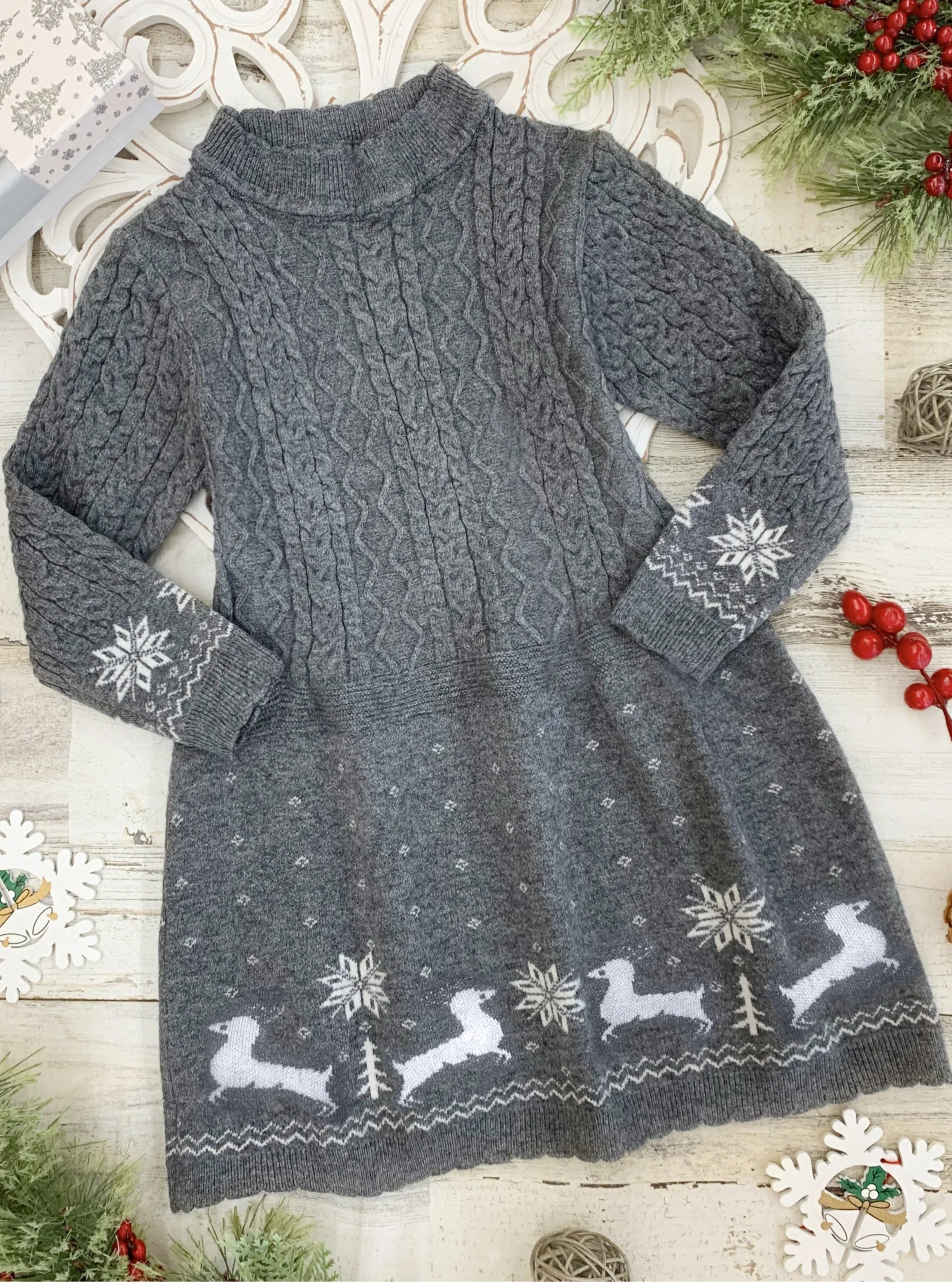 Holiday Cable Knit Sweater Dress