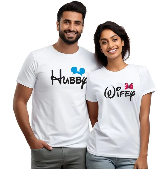 Hubby & Wifey Couple T-shirt (White)