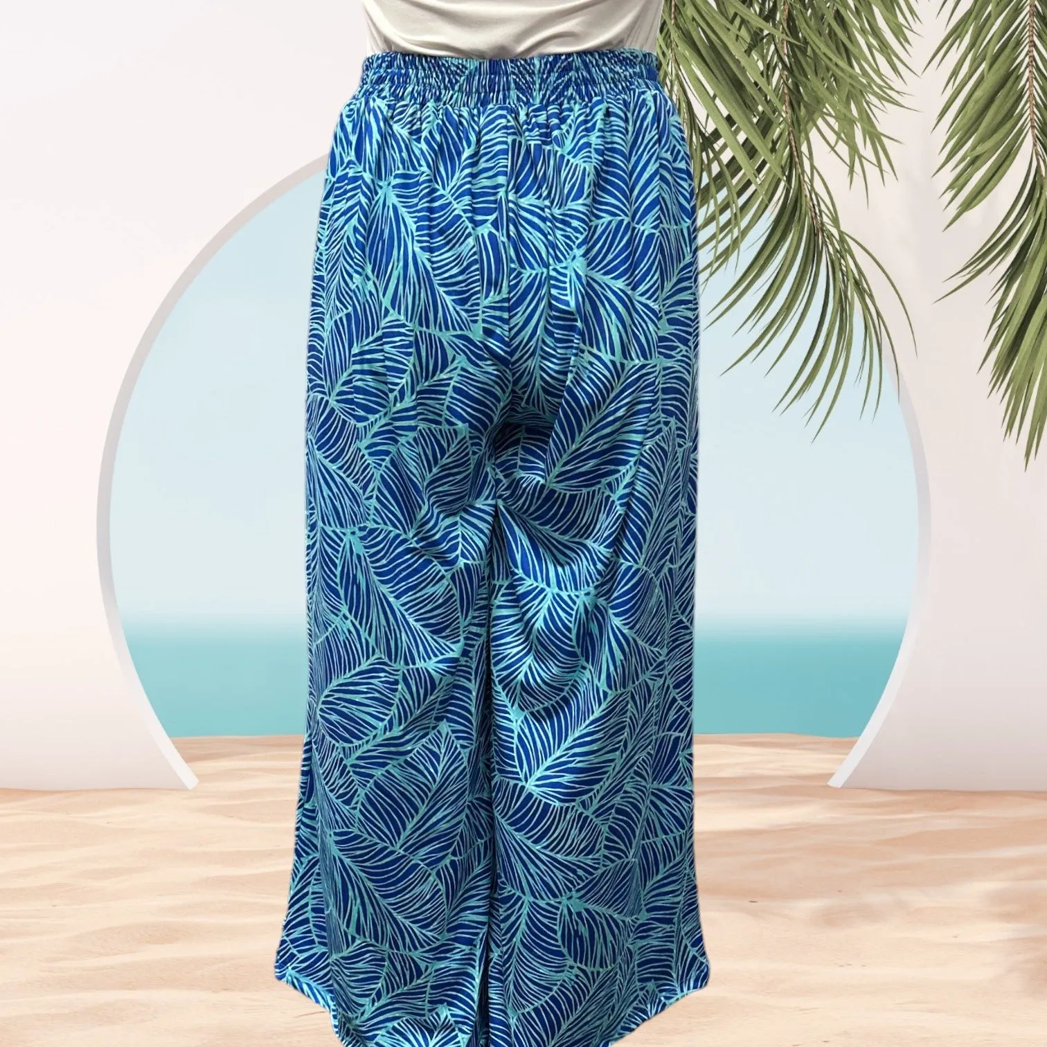 Island Design Breathable Wide Pants - 95％Polyester ＆ 5％ Spandex